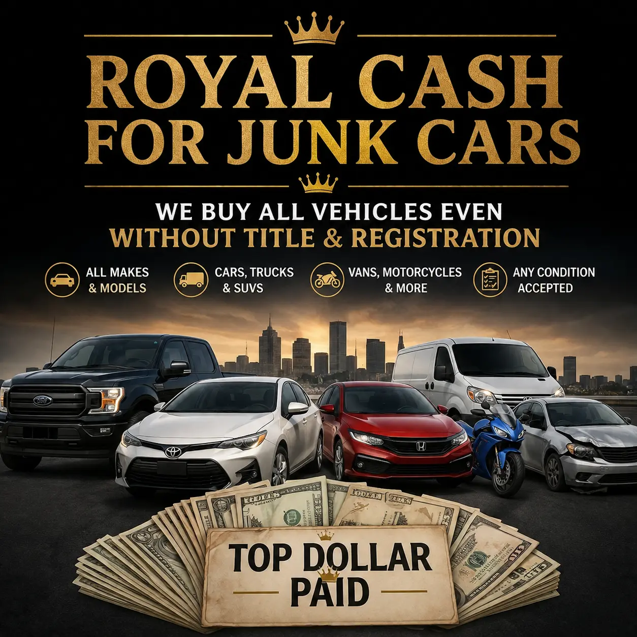 Cash for junk cars Chicago suburbs free flatbed towing